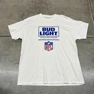 vintage bud light nfl beer sponsor white alcohol shirt size xl